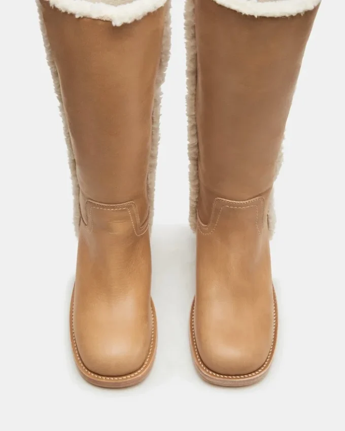 Riggs en cuir banane et fausse fourrure