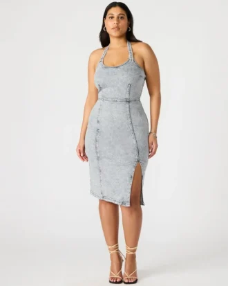 Robe en denim Gia Gris clair Robe en denim Gia Gris clair
