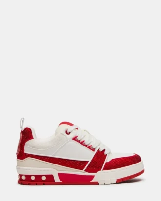 Rouge skateur/blanc strass