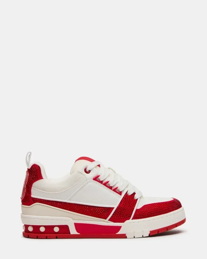 Rouge skateur/blanc strass