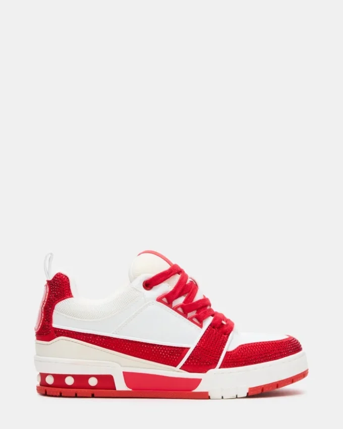 Rouge skateur/blanc strass