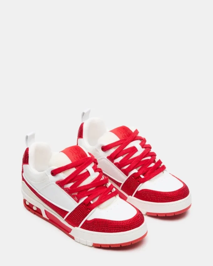Rouge skateur/blanc strass
