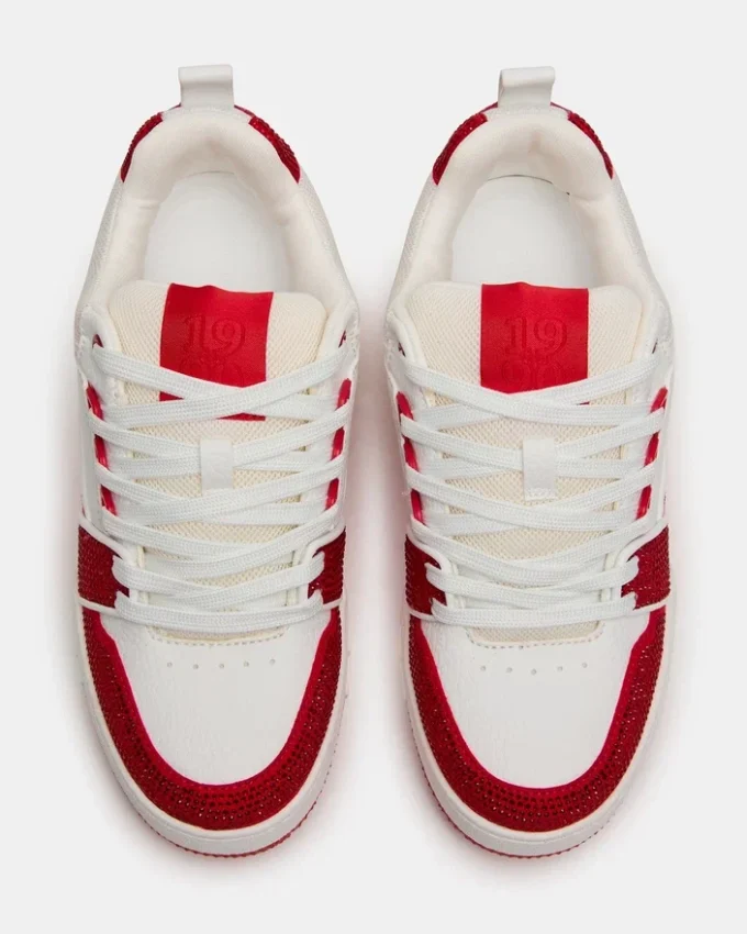 Rouge skateur/blanc strass