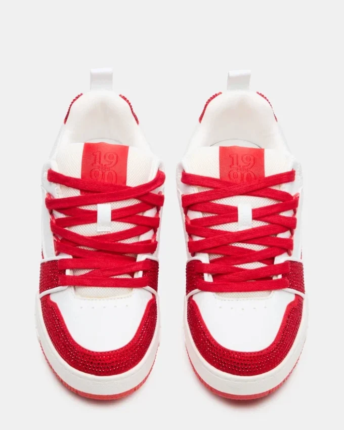 Rouge skateur/blanc strass