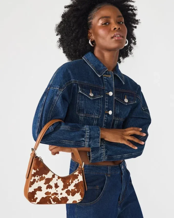 Sac Smith marron imprimé vache