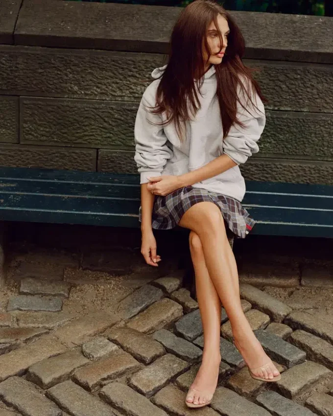 Jupe Margo à carreaux marron