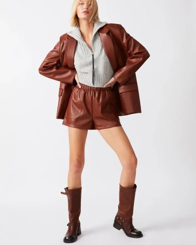 Short Faux the Record Cognac