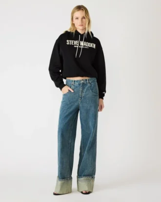 Sweat à capuche noir avec logo Sm